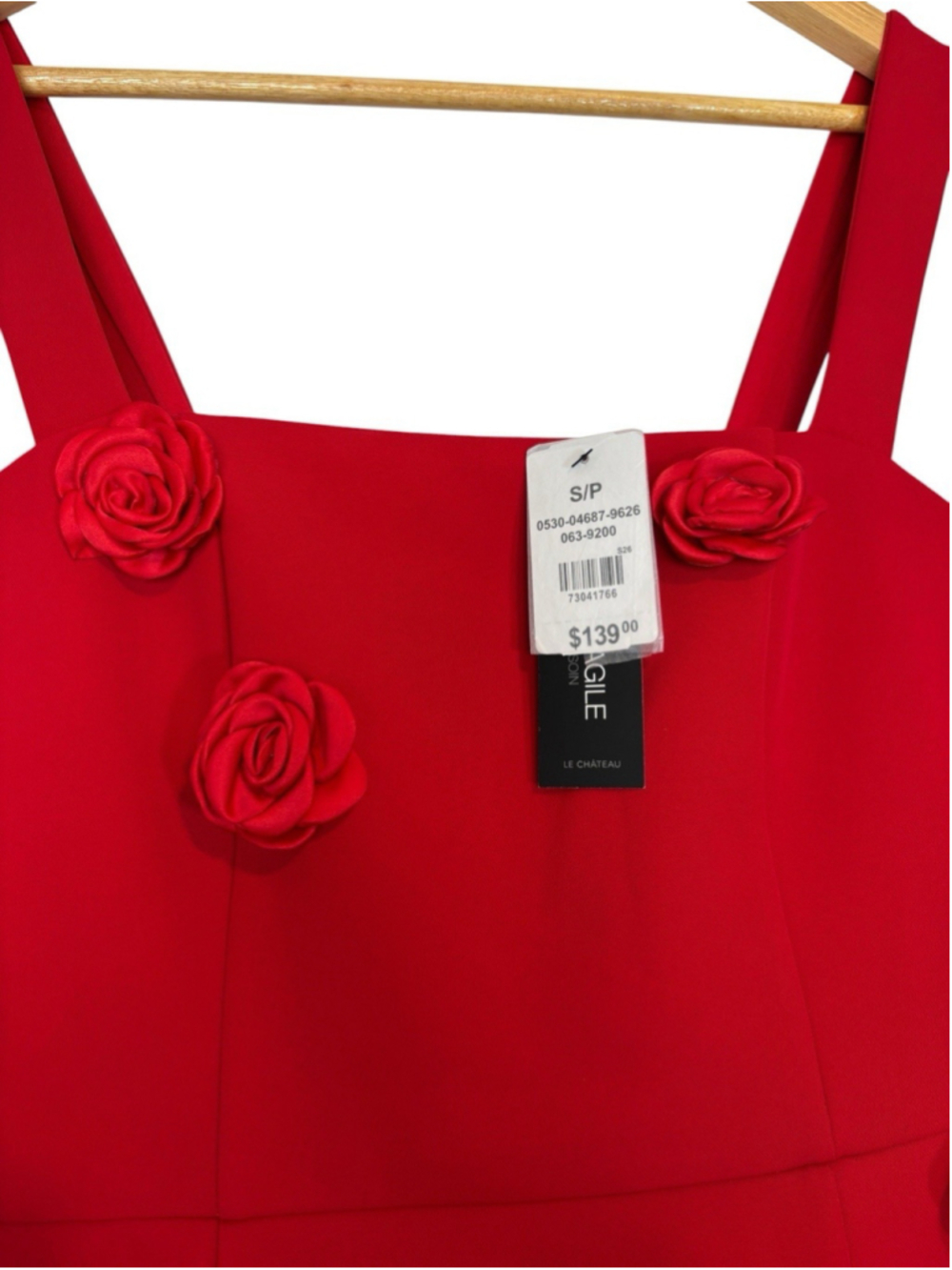 Le Château Red Rosette Floral Appliqué A-Line Cocktail Mini Dress S NWT - Picture 6 of 11